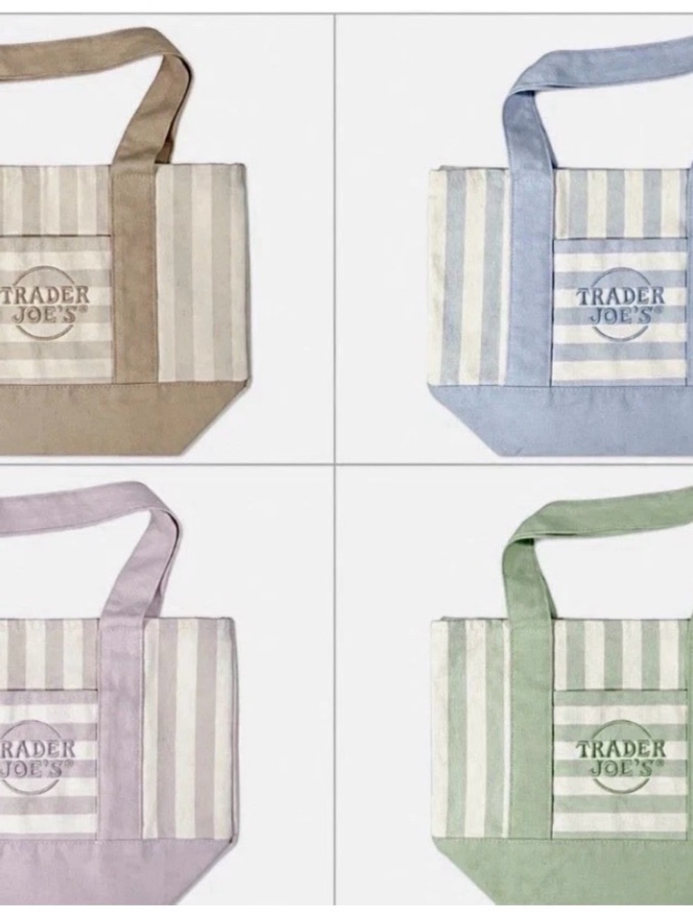 Trader Joe's Striped Canvas Tote Bag - Blue